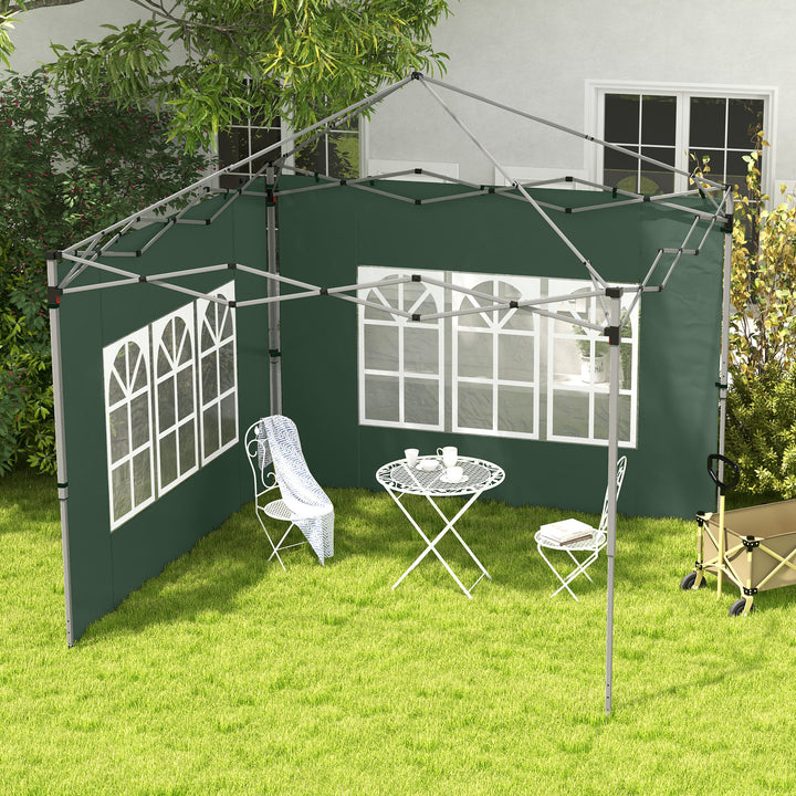 2 Painéis Laterais para Tenda de 3x3 / 3x4 m 295x195 cm Parede de Substituição de Tecido Oxford para Tendas Dobráveis com Janela para Jardim Exterior Festas Verde