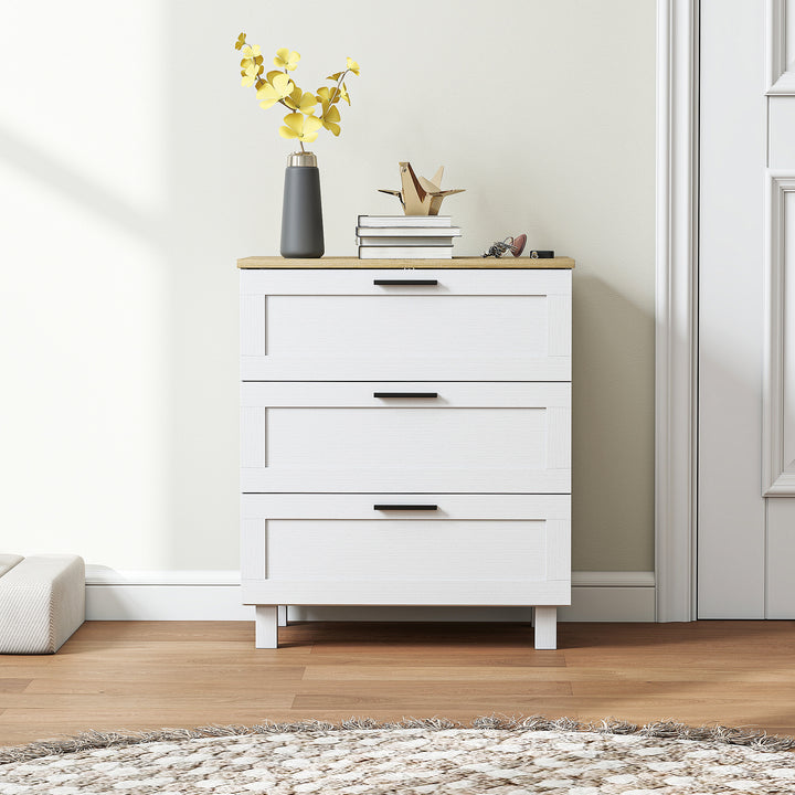 Cómoda Estreita com 3 Gavetas Cómoda de Quarto com Pés de Madeira Cómoda Auxiliar para Sala Escritório Estilo Moderno 60x38x71 cm Branco