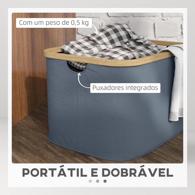 Cesto para Roupa Dobrável Cesto para Roupa Suja 36 L com Pega para Casa de Banho Dormitório Lavandaria 44,3x33,3x26,5 cm Cinza