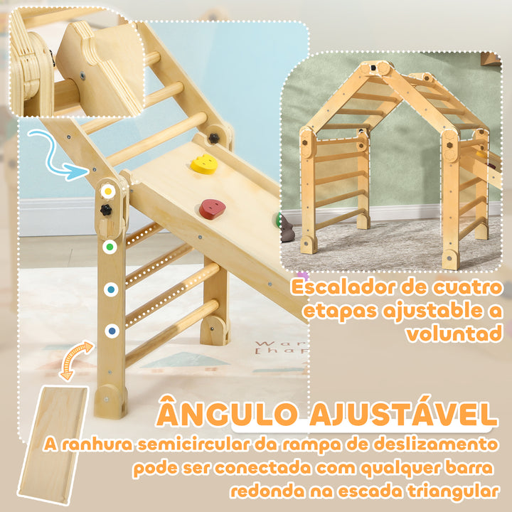 Escalada para Crianças 3 em 1 Estrutura de Escalada Dobrável para Crianças de 18-48 Meses com Rampa para Escorregar ou Escalar Jogo de Aprendizagem 175x70x89 cm Multicor