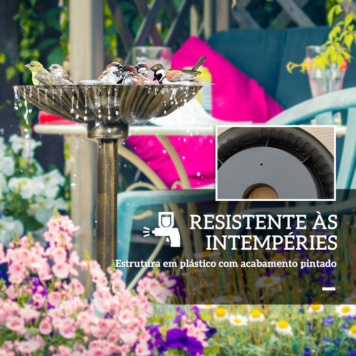 Banho para Pássaros de Jardim ao Ar Livre Altura 81 cm Alimentador para Pássaros com Base Pedestal, Design em Concha e Acabamento Envelhecido, Leve e Resistente Bebedouro para Aves Bronze