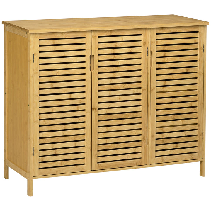 Sapateira de Entrada Armário Sapateira com 3 Portas de Persiana Prateleiras Ajustáveis para 16 Pares de Sapatos para Corredor Entrada 100x35x80 cm Natural
