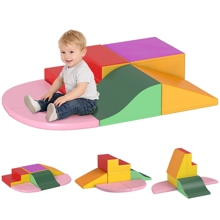 Conjunto de 6 Blocos de Espuma para Crianças de 18-36 Meses Brinquedo Educativo de Construção Infantil para Escalar 150x100x24cm Multicor