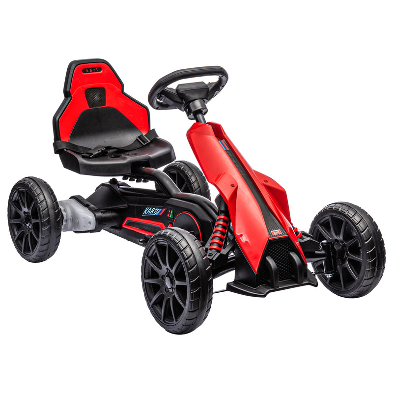 Go Kart Carro Elétrico para Crianças de 3 a 8 Anos Kart a Bateria 12V Velocidade Ajustável 3-5 km/h e Cinto de Segurança Carga 30 kg para Exterior 100x58x58,5 cm Vermelho