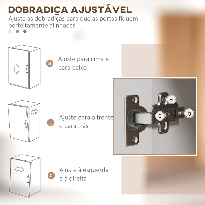 Armário de Cozinha Móvel Auxiliar de Cozinha com 4 Portas Bancada para Micro-Ondas Prateleiras Ajustáveis Orifício para Cabos e Pés de Madeira Estilo Moderno 80x40x178 cm Branco