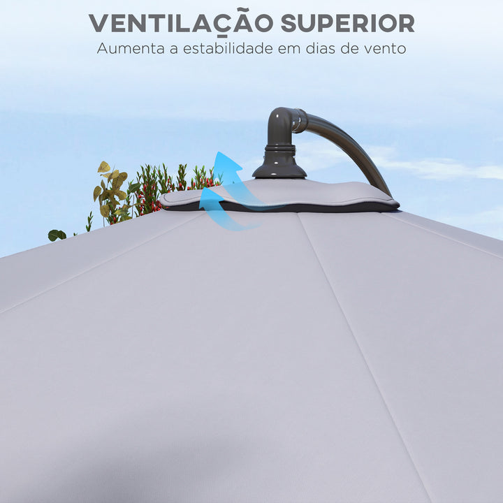 Toldo de Substituição para Chapéu de Sol de 3 m Toldo de Substituição para Chapéu de Sol de Pátio com Ventilação Superior para Exterior Cinza