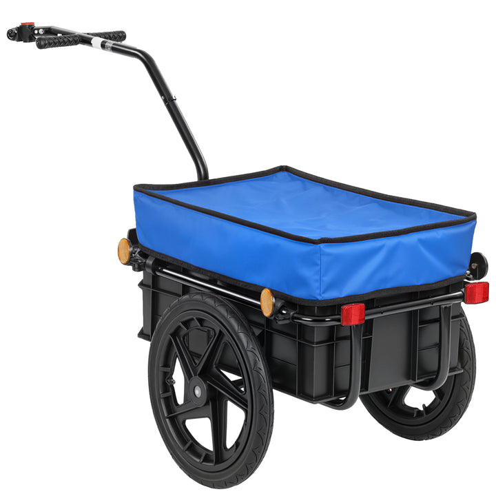 Reboque de Bicicleta para Carga 40 kg Carrinho de Mão com Cobertura de Tecido Oxford Impermeável Refletores Estrutura de Aço e Alças para Transporte de Bagagens 144x59x80 cm Azul