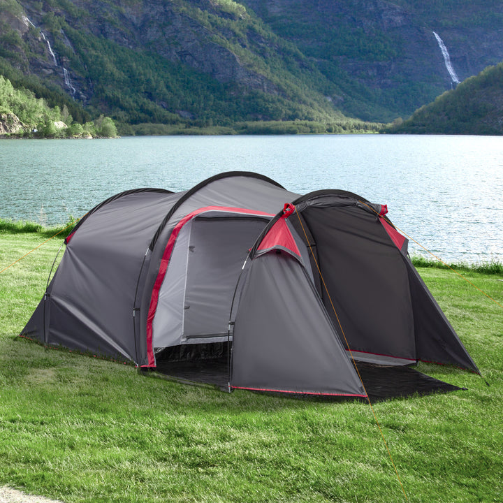 Tenda de Campismo para 2-3 Pessoas Tenda de Campismo Dobrável à Prova d'Agua e à Prova de UV 20+ com Vestíbulo 426x206x154 cm Cinza Escuro