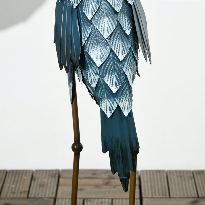 Conjunto de 2 Peças Estátuas de Jardim de Cegonha em Aço Esculturas para Exteriores Decoração de Relvado Patio 26x15x74 cm Azul