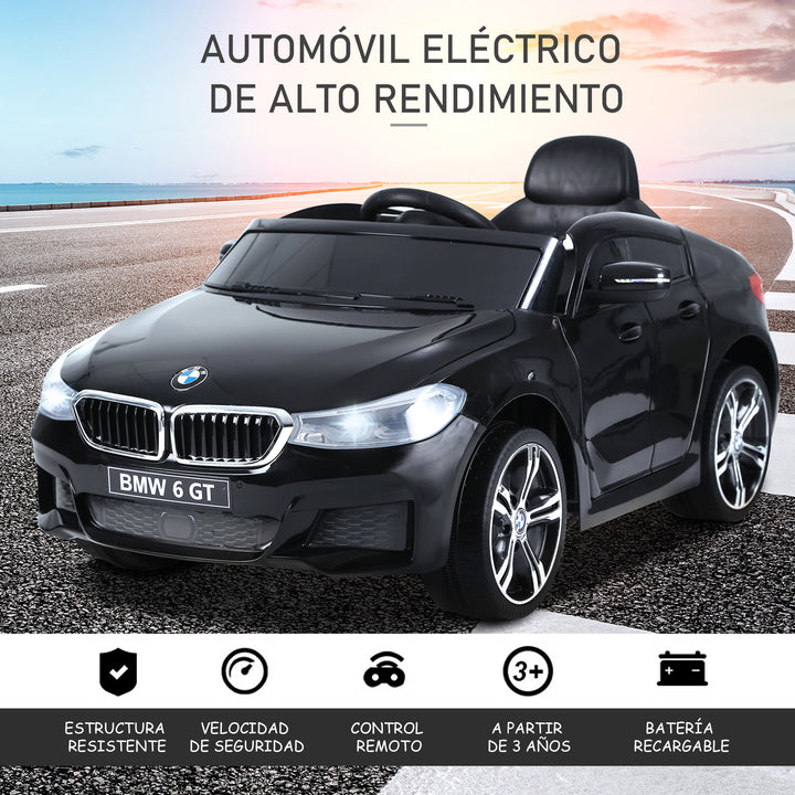 Carro elétrico para criança BWM 6GT a partir de 3 anos de idade com controle remoto Carga Preto 30 kg 106x64x51cm
