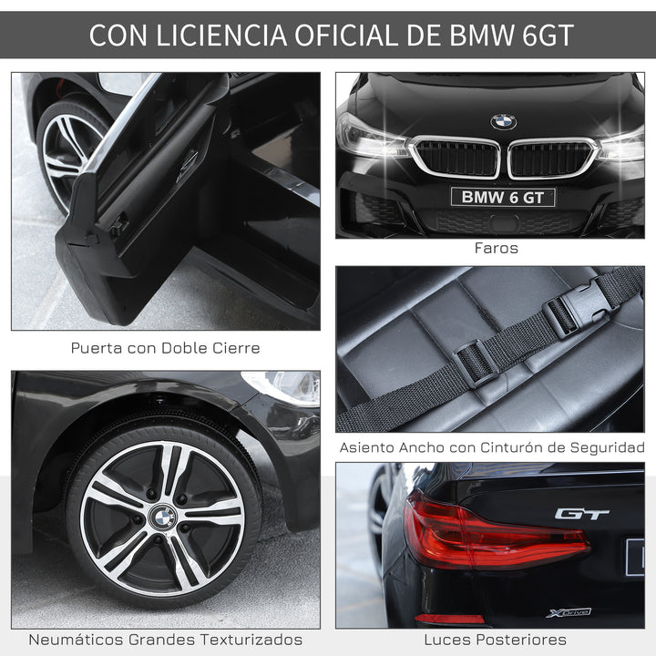 Carro elétrico para criança BWM 6GT a partir de 3 anos de idade com controle remoto Carga Preto 30 kg 106x64x51cm