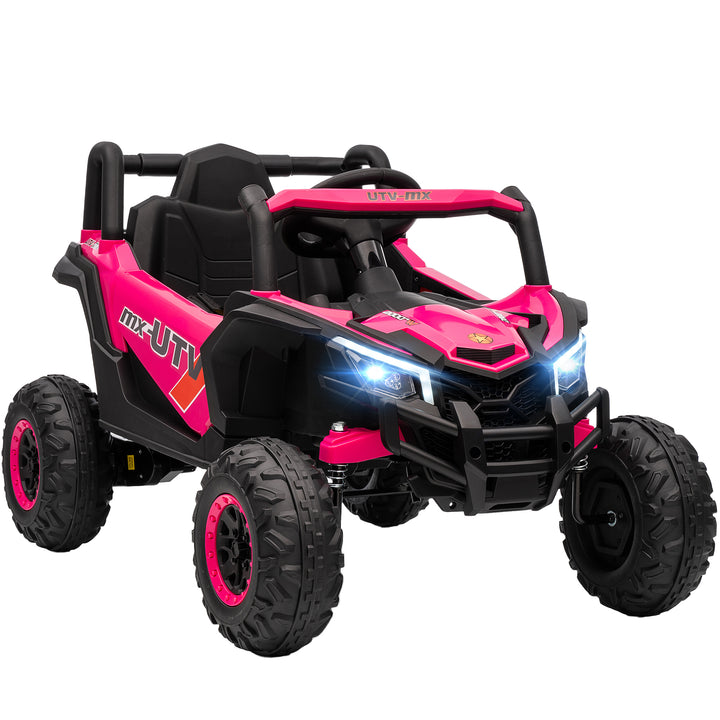 Carro Elétrico para Crianças 12V UTV com 2 Motores Controlo Remoto 2,4G Velocidade até 7 km/h Sistema de Suspensão Faróis USB para Crianças acima de 3 Anos 96x61x56 cm Rosa