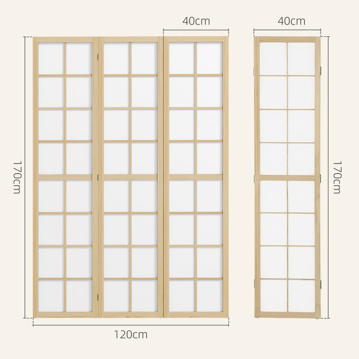 Biombo Dobrável de 3 Painéis Ecrã de Privacidade Separador de Ambientes de Interior para Sala de Estar Dormitório e Escritório 120x170 cm Madeira e Branco