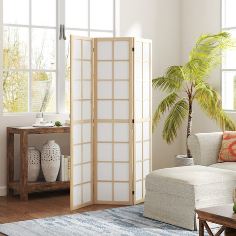 Biombo Dobrável de 3 Painéis Ecrã de Privacidade Separador de Ambientes de Interior para Sala de Estar Dormitório e Escritório 120x170 cm Madeira e Branco