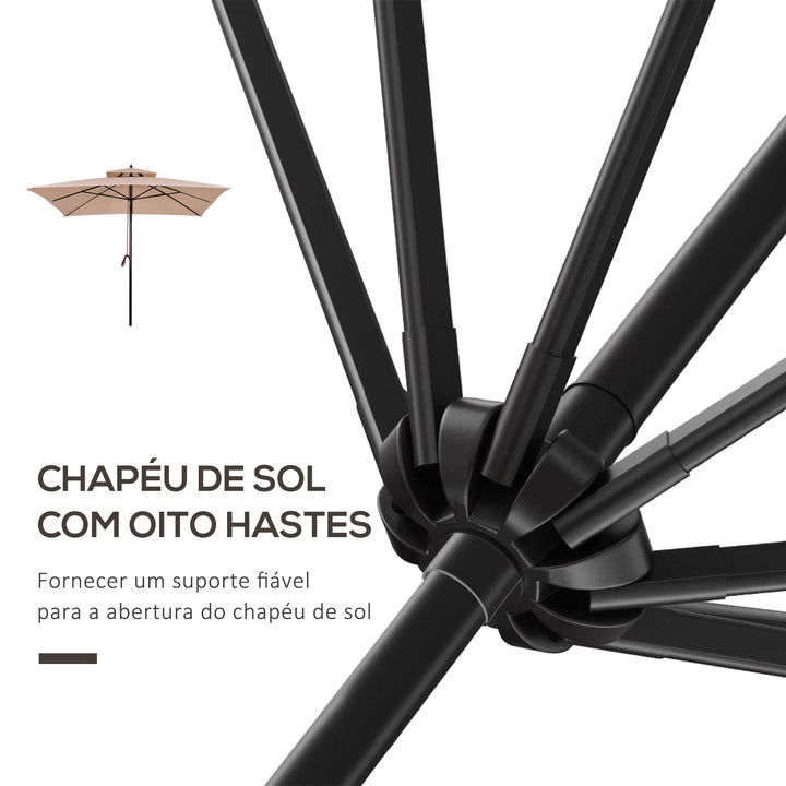 Guarda-sol para terraços de jardim ou cantina Cobertura a 2 alturas 300x300x297 cm Marfim