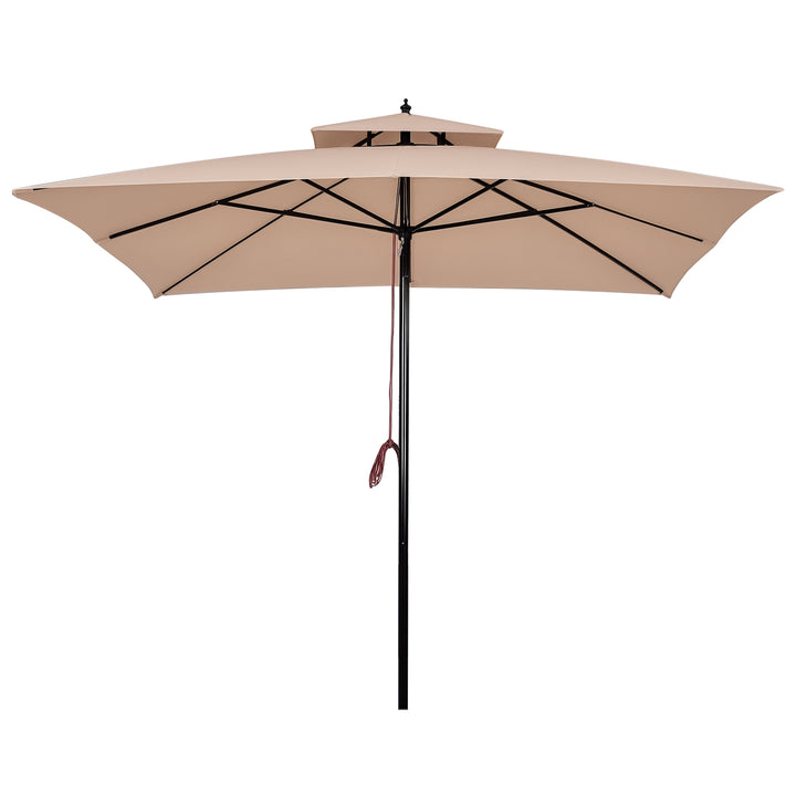 Guarda-sol para terraços de jardim ou cantina Cobertura a 2 alturas 300x300x297 cm Marfim