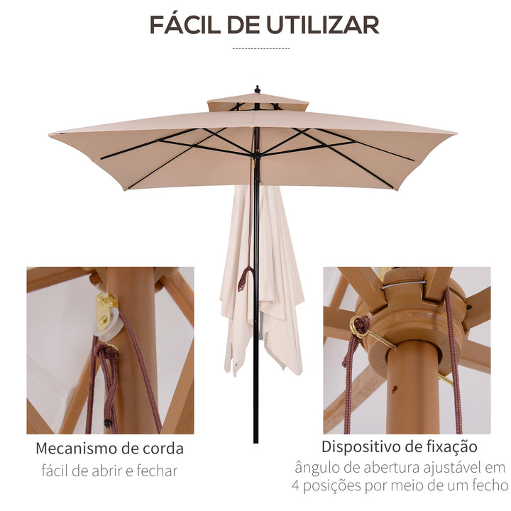 Guarda-sol para terraços de jardim ou cantina Cobertura a 2 alturas 300x300x297 cm Marfim