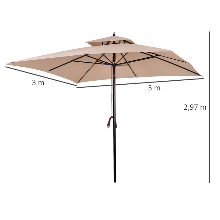 Guarda-sol para terraços de jardim ou cantina Cobertura a 2 alturas 300x300x297 cm Marfim