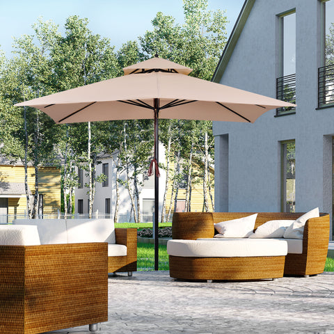 Guarda-sol para terraços de jardim ou cantina Cobertura a 2 alturas 300x300x297 cm Marfim
