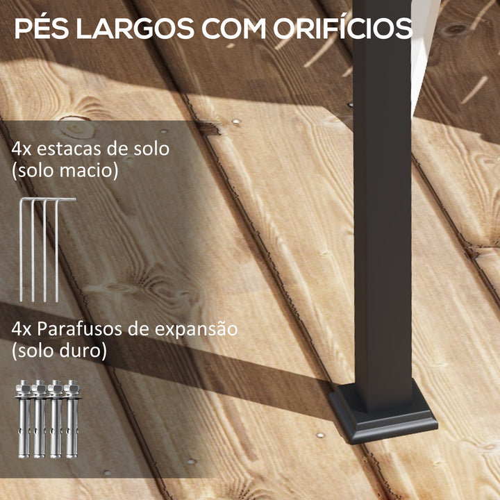 Pérgola de Parede 4x3 m Pérgola de Jardim com Teto Retrátil de Poliéster e Estrutura de Aço para Festas Casamentos Creme e Cinza Escuro
