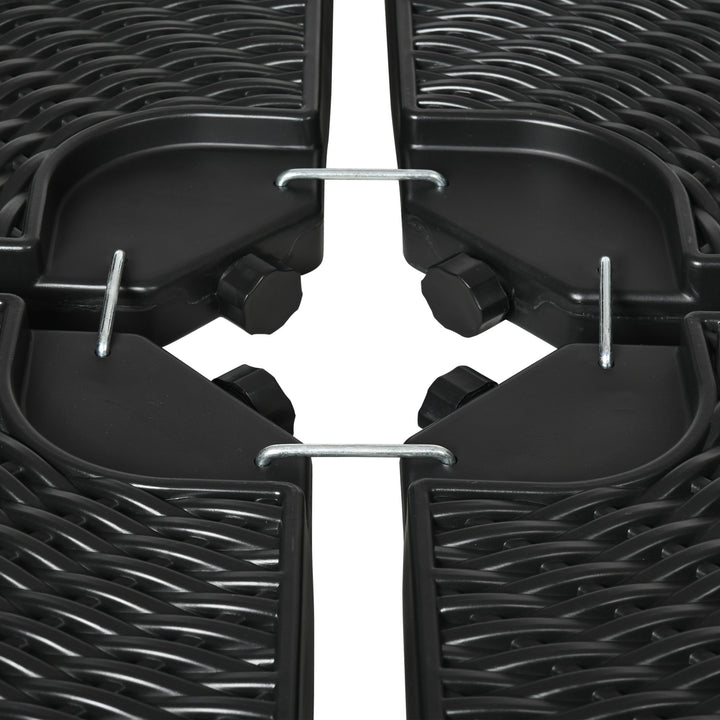Base para Chapéu de Sol de 4 Peças Suporte para Chapéu de Sol Recarregável com Areia 68 kg ou Água 52 kg para Jardim Pátio ou Terraço Preto