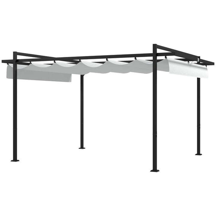 Pérgola 3x4 Pérgola de Jardim com Teto Retrátil de Poliéster e 12 Orifícios de Drenagem Pérgola para Pátio Varanda Exterior Branco