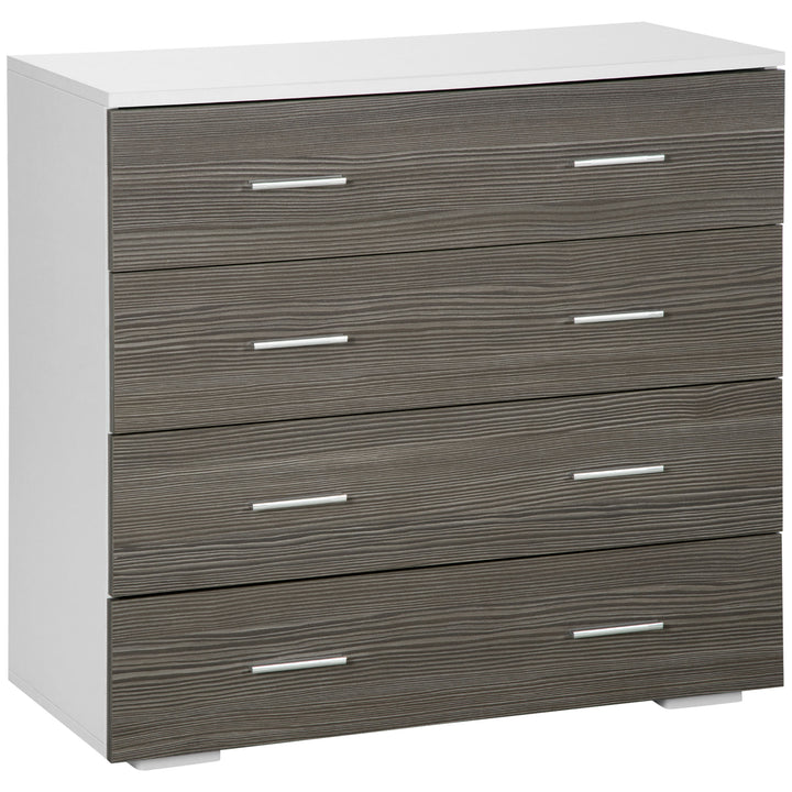 Cómoda com 4 Gavetas Cómoda Auxiliar de Armazenamento Moderna para Dormitório Corredor Sala de Estar 76x35x72cm Cinzento e Branco