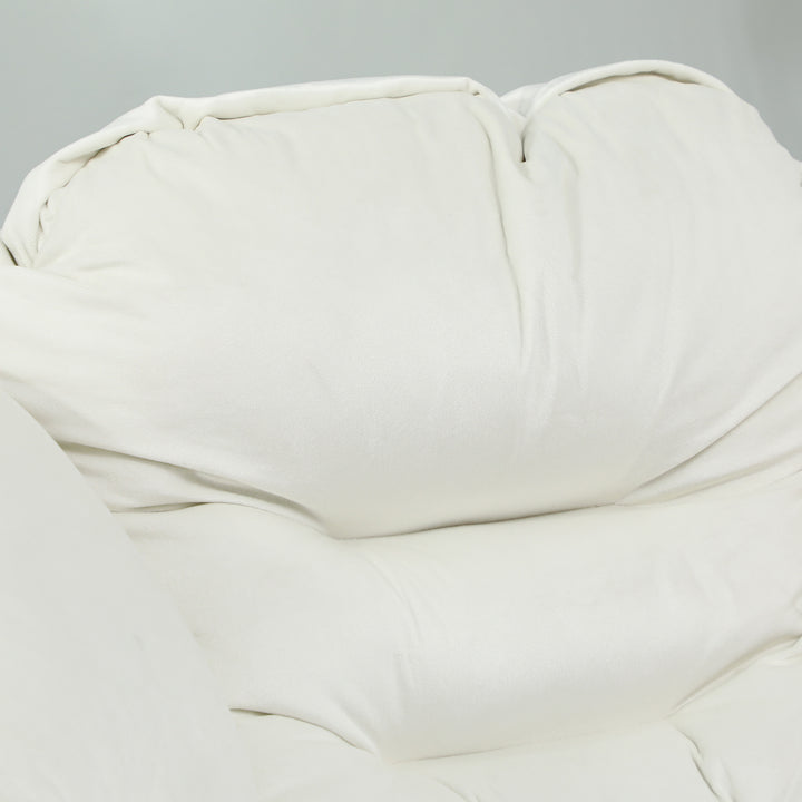 Poltrona Sala de Estar com Apoio para os Pés Poltrona Relax para Leitura com Bolsos Laterais e Pés de Aço para Sala de Estar Dormitório 80x78x100 cm Creme