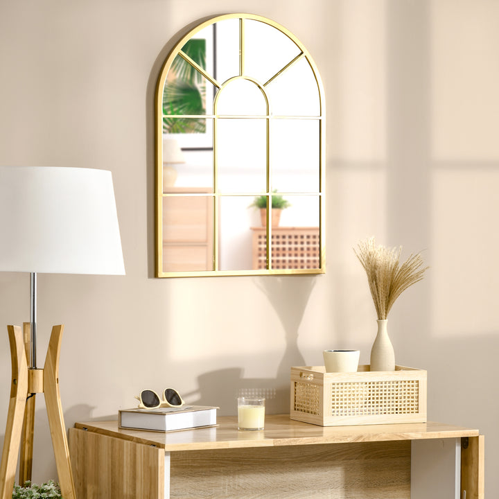 Espelho Decorativo de Parede 50x70cm Espelho de Metal para Sala de Jantar Dormitório Entrada Estilo Moderno Dourado