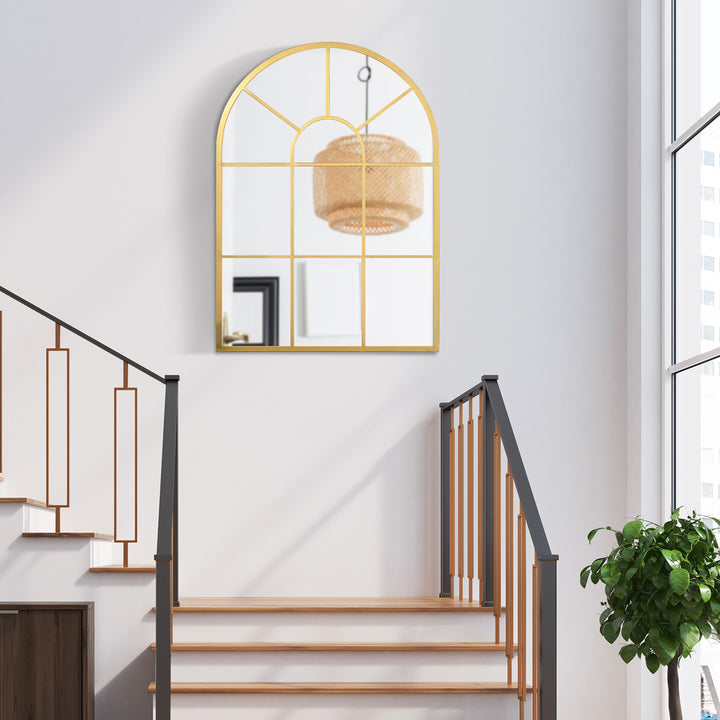 Espelho Decorativo de Parede 50x70cm Espelho de Metal para Sala de Jantar Dormitório Entrada Estilo Moderno Dourado