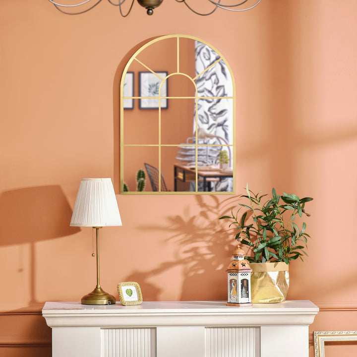 Espelho Decorativo de Parede 50x70cm Espelho de Metal para Sala de Jantar Dormitório Entrada Estilo Moderno Dourado