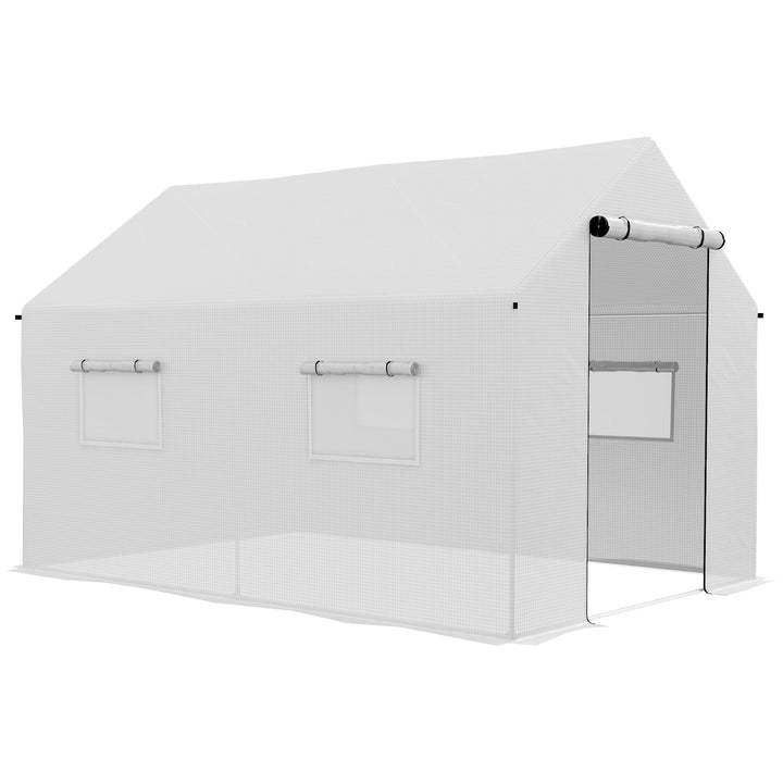 Estufa tipo Túnel 2x3x2 m Estufa de Exterior com 4 Janelas de Malha e Porta com Fecho de Correr Estufa para Cultivos Anti UV para Pátio Jardim Branco