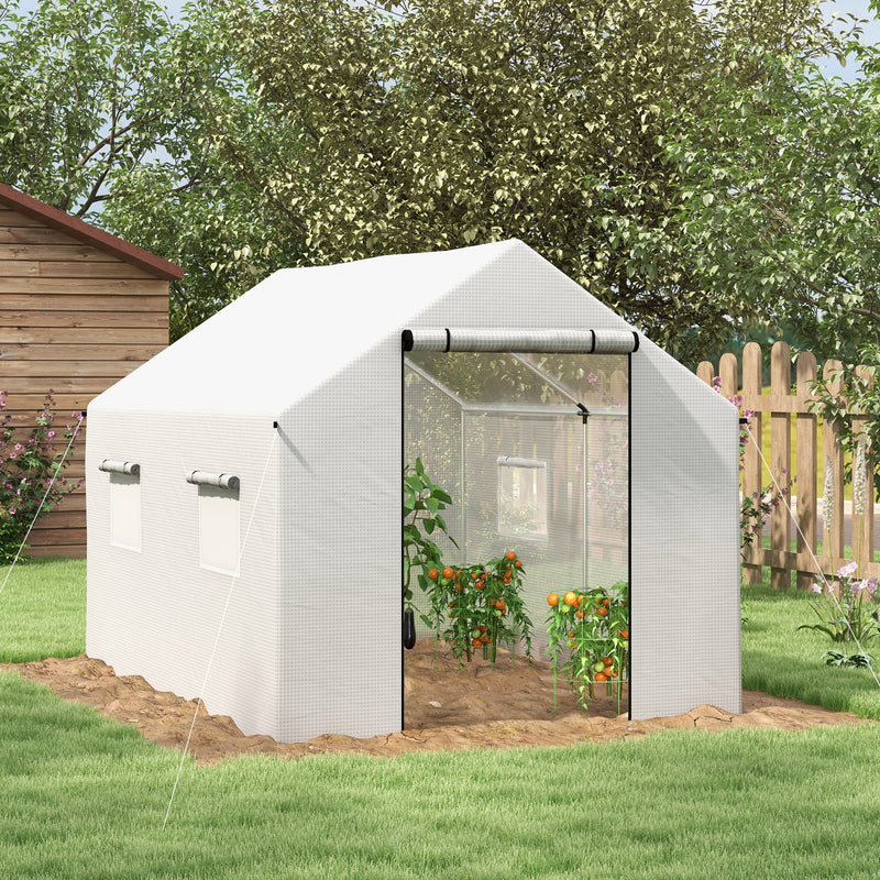 Estufa tipo Túnel 2x3x2 m Estufa de Exterior com 4 Janelas de Malha e Porta com Fecho de Correr Estufa para Cultivos Anti UV para Pátio Jardim Branco