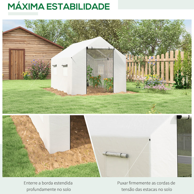 Estufa tipo Túnel 2x3x2 m Estufa de Exterior com 4 Janelas de Malha e Porta com Fecho de Correr Estufa para Cultivos Anti UV para Pátio Jardim Branco