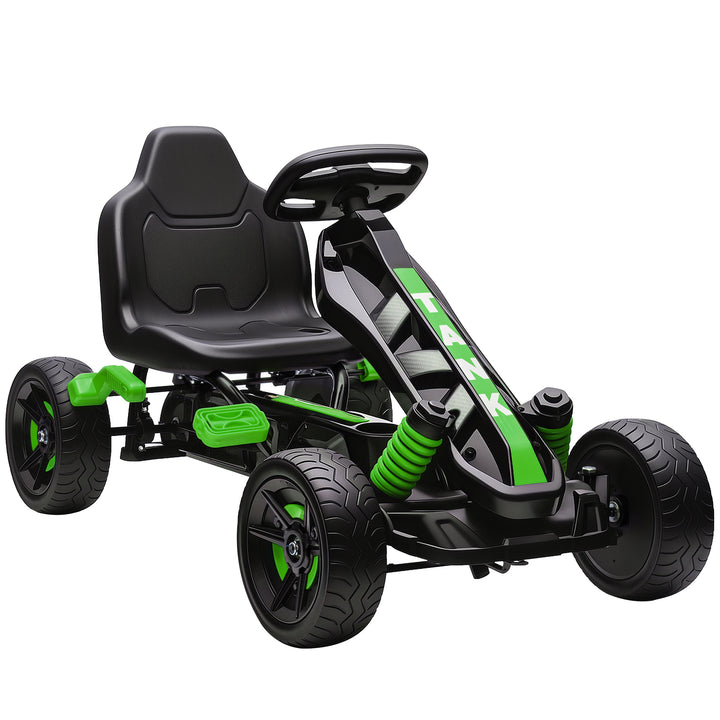 Kart a Pedais para Crianças a Partir dos 3 Anos Kart com Embraiagem Automática Travão Rodas Antiderrapantes em EVA e Estrutura Metálica Carga 50 kg 100x59x60,5 cm Verde