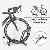 Estacionamento para Bicicletas Suporte para Bicicletas de Aço Estacionamento de Bicicletas de Chão Portátil para Interior e Exterior 59x41x38 cm Preto