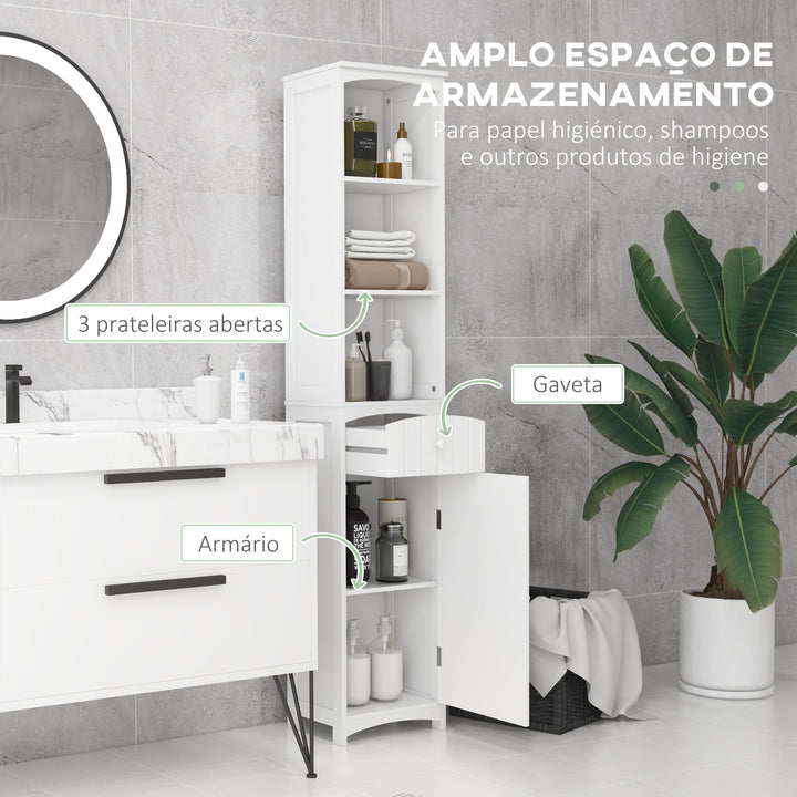 Armário Polivalente – Cor: branco - Madeira – 34 x 24 x 170 cm