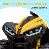 Quadriciclo Elétrico para Crianças de 3-5 Anos Veículo Eléctrico a Bateria 12V com 2 Motores Farol Música Velocidade Ajustável Avançar e Retroceder 83x53x55, 5cm Amarelo