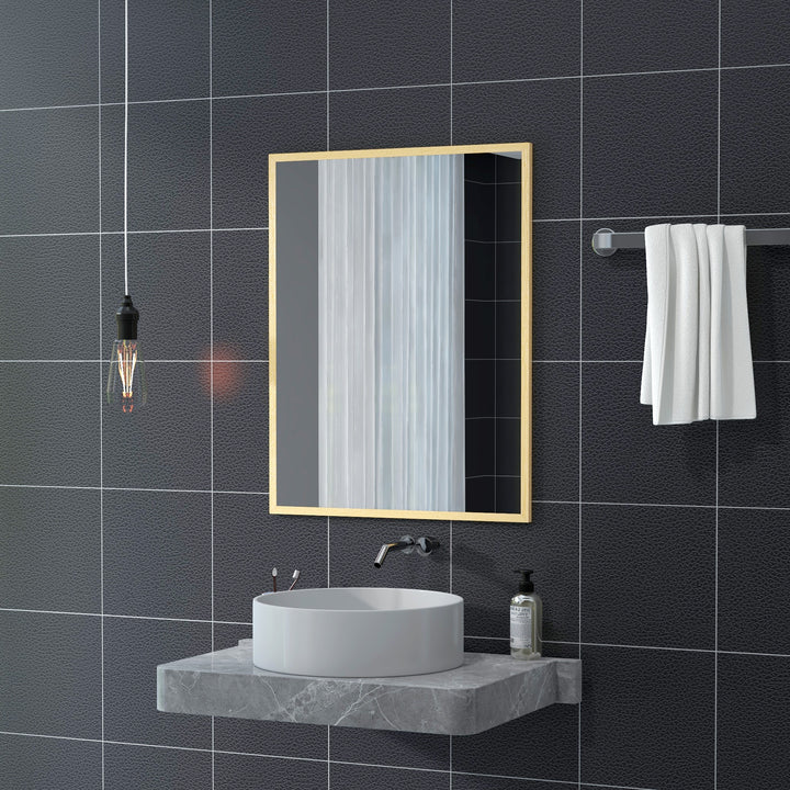 Espelho de Parede 70x90 cm Espelho de Casa de Banho Retangular Decorativo para Sala Entrada Corredor Horizontal ou Vertical Madeira
