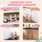 Banco para Crianças de 2 Degraus Torre de Aprendizagem Escada para Crianças acima de 3 Anos para Casa de Banho Cozinha Estante Dormitório 43x30x55 cm Rosa