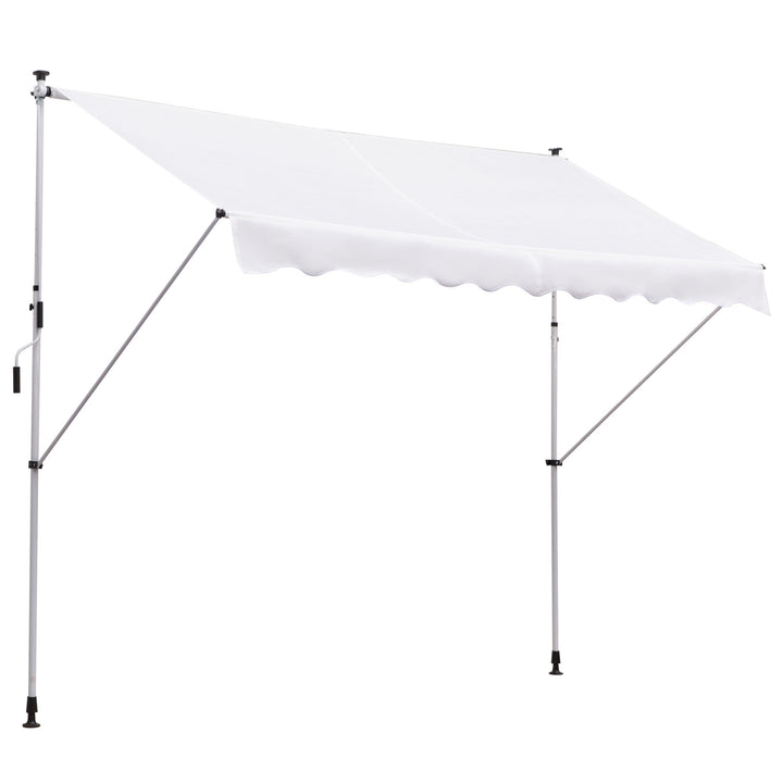 Toldo Manual Retrátil para Exterior 300x150x170-280cm Toldo Enrolável Altura Ajustável com Manivela Proteção Solar para Terraço Balcão Jardim Branco