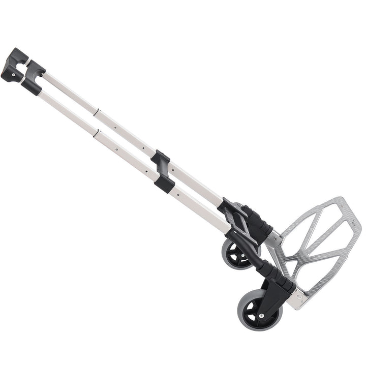 Carrinho de mão dobrável de alumínio Altura ajustável de 3 níveis Fácil transporte Carga 70 kg 41x38,5x100 cm Preto e cinza