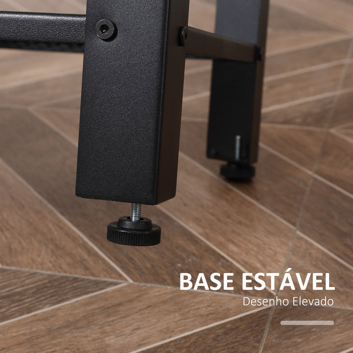 Mesa Auxiliar Mesa de Cabeceira Estilo Industrial com 2 Prateleiras de Grade de Metal e Pés Ajustáveis 45x35x75cm Carvalho e Branco