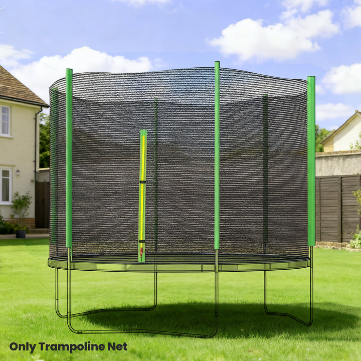 Rede de Segurança para Trampolim Ø305 cm Rede de Substituição de Trampolins para Exterior e Porta com Fecho de Correr para 6 Postes Verde