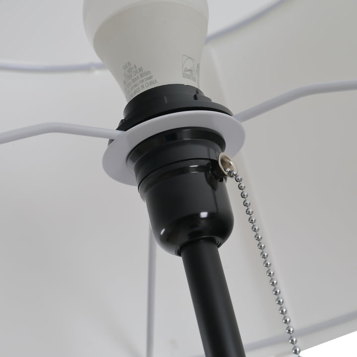 Candeeiro de Pé Moderno Candeeiro de Pé para Sala de Estar com Ecrã Redondo Tripé e Suporte para Lâmpada E27 Ø37x152 cm Branco e Preto