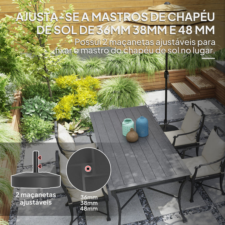 Base para Chapéu de Sol Redonda Suporte para Chapéu de Sol Base para Chapéu de Sol Preenchível com Água 25L ou Areia 30kg para Jardim Varanda Ø56x40 cm Preto