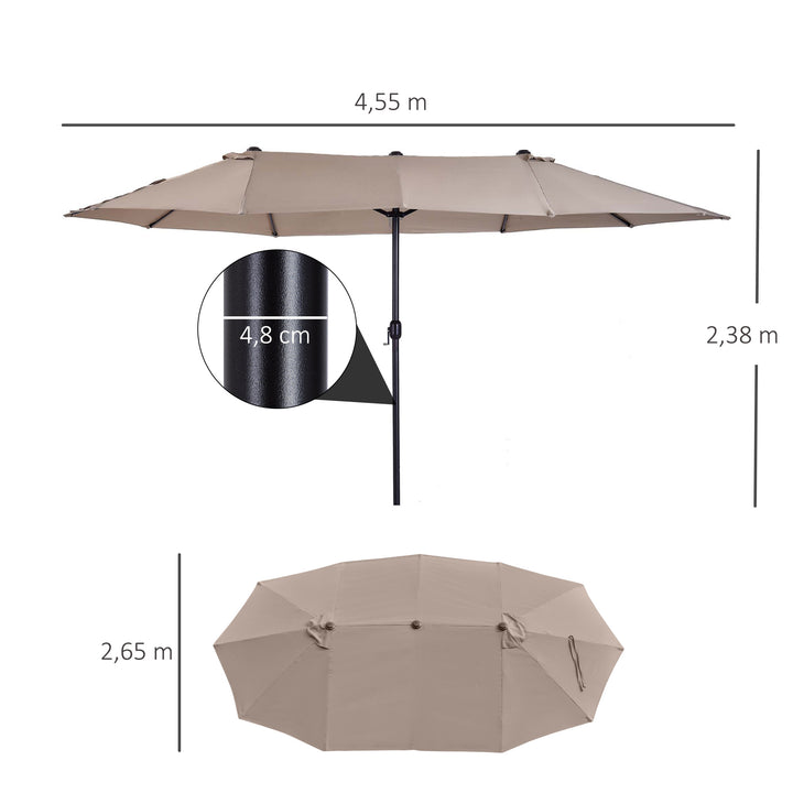 Pára-Sol Duplo com Manivela Resistente À Água e Proteção UV 460x240 cm Cor Café