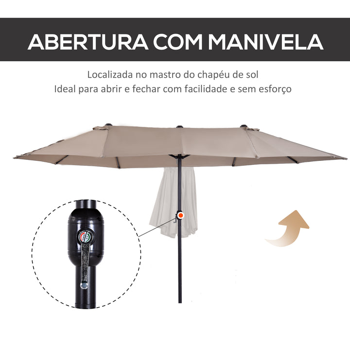 Pára-Sol Duplo com Manivela Resistente À Água e Proteção UV 460x240 cm Cor Café