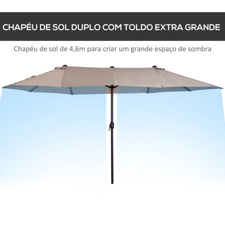 Pára-Sol Duplo com Manivela Resistente À Água e Proteção UV 460x240 cm Cor Café