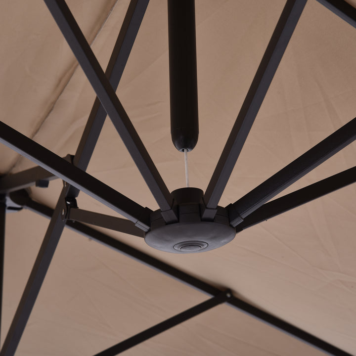 Pára-Sol Duplo com Manivela Resistente À Água e Proteção UV 460x240 cm Cor Café